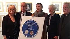 The plaque surrounded by Deputy Lieutenant Anne, husband Reverend Chaplain John and members of the Tanner family